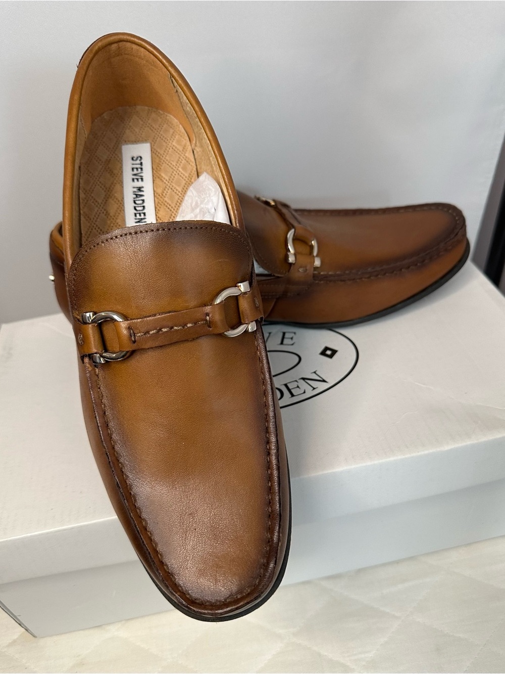 Steve Madden Brown Leather Bit Loafers Shoes Size 8.5